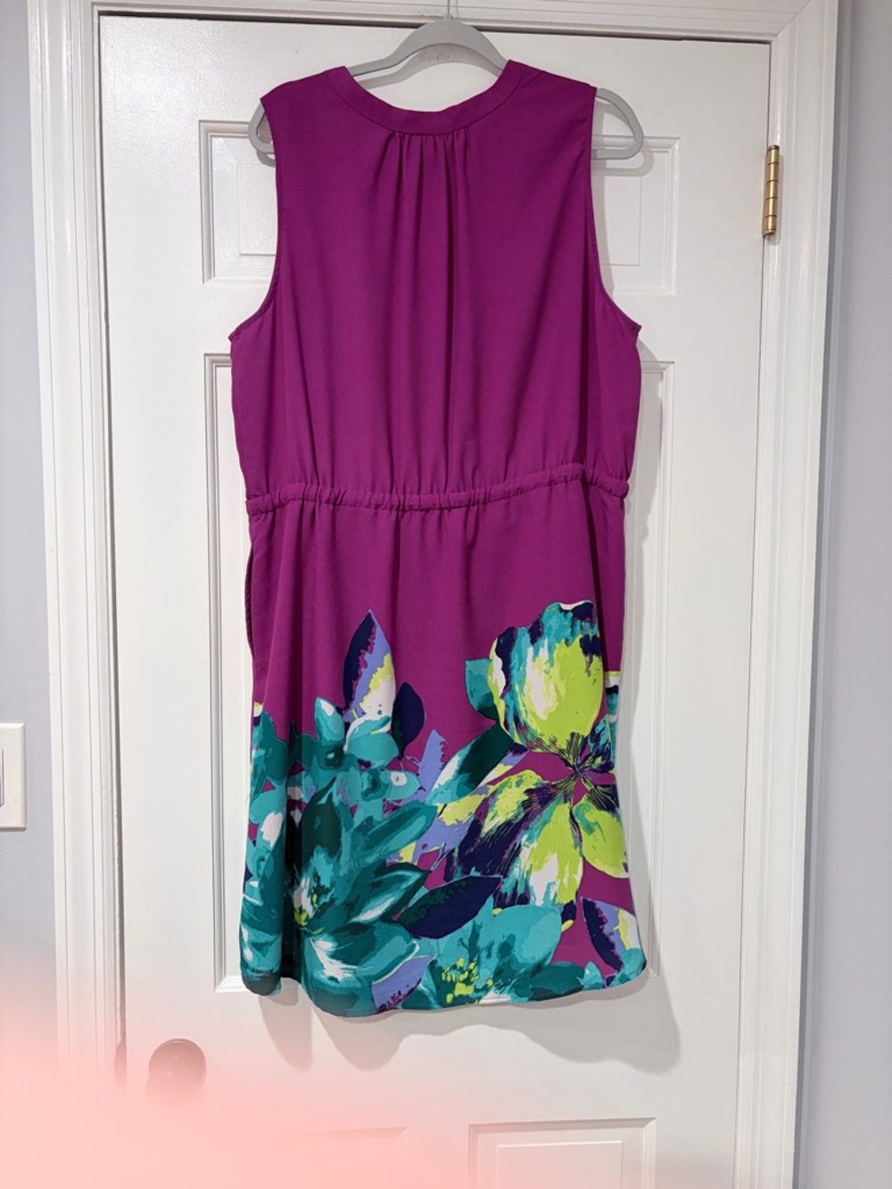Lane Bryant Magenta Sleeveless Drawstring Waist Floral Hem Dress 18/20 - Picture 2 of 6